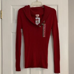 NWT Mossimo Supply Co. Women’s Red Ribbed Long Sleeve Sweater Mock Neck
